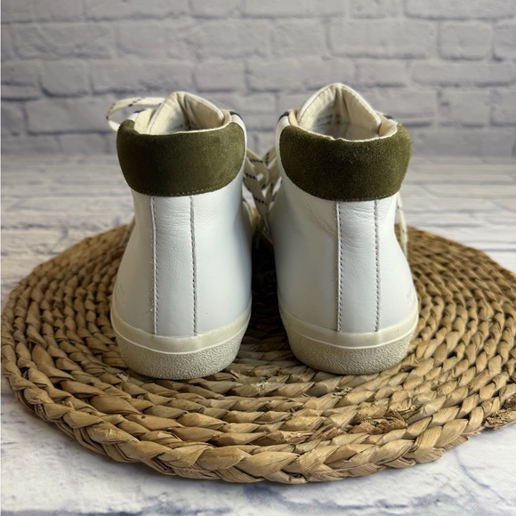 Madewell White Leather High Top Sneakers with Olive Green Accents. Size 10. - Picture 5 of 8